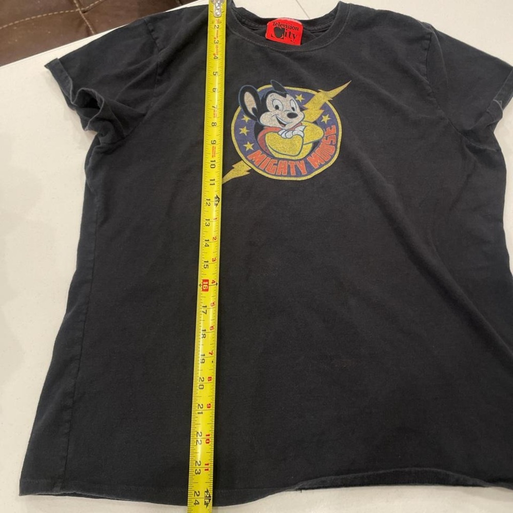 Black Mighty Mouse Graphic tee Size large women's Hanes Tshirt Retro Kidcore - Picture 7 of 7